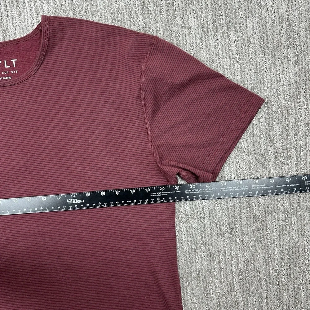BYLT drop cut short sleeve lux crewneck Striped maroon shirt men's L performance